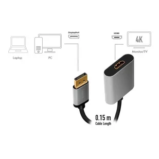 LogiLink Adapter DP do HDMI 4K 60Hz aluminiowy 0.15m - Kable komputerowe i do monitorów - miniaturka - grafika 4