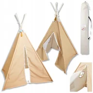 Namioty i tipi dla dzieci - NAMIOT DLA DZIECI TIPI DO POKOJU DLA DZIECKA BEŻOWY 120x120x160 cm - miniaturka - grafika 1