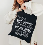 Torby i wózki na zakupy - czarna torba EKO z nadrukiem - miniaturka - grafika 1