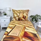 Pościel - Pościel z mikrofibry 140x200 Złoto sztabki złota poszewka 70x90 - miniaturka - grafika 1