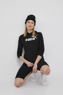 Bluzy damskie - Puma bluza damska kolor czarny z kapturem z nadrukiem - miniaturka - grafika 1