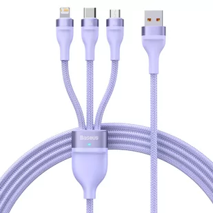 Baseus Flash Series II kabel USB - USB Typ C / Lightning / micro USB 100 W 1,2 m fioletowy (CASS030005) - Kable USB - miniaturka - grafika 1