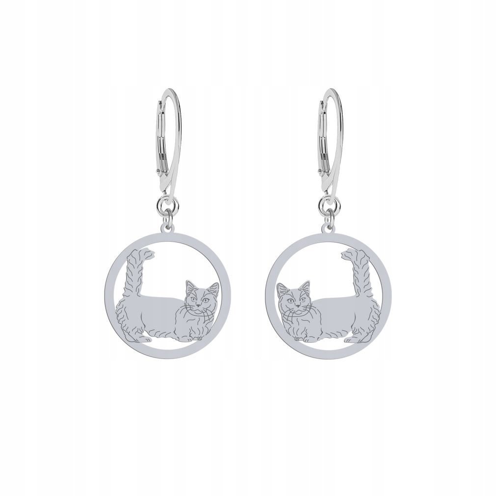 Kolczyki Srebrne Kot Munchkin 925 Prezent Biżuteria Kobieta GRAWER GRATIS