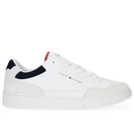 Buty sportowe męskie - Buty Tommy Hilfiger Basket Core Lth Mix Ess FM0FM05058-YBS - białe - miniaturka - grafika 1