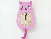 Zegary - Zegar wiszący Kot dla dzieci - miniaturka - grafika 1