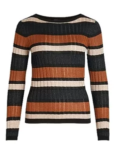 Vila VIEMBER New L/S Glitter Knit Top/SU, Anthracite/Stripes:birch/Caramel Cafe, M - Koszulki i topy damskie - miniaturka - grafika 1