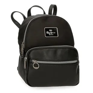 Pepe Jeans Christine Plecak na co dzień Czarny 20x25,5x10 cm Poliester z Detalami ze sztucznej skóry by Joumma Bags, Czarny (Black), Talla única, plecak na co dzień - Plecaki - miniaturka - grafika 1