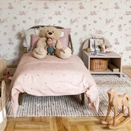 Wyposażenie pokoiku dziecięcego - Tapeta Pink Rabbits On White - miniaturka - grafika 1