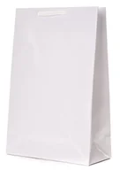 Akcesoria do pakowania - torba papierowa laminowana biała 17x7x25cm torebki błysk zestaw 10 szt - miniaturka - grafika 1