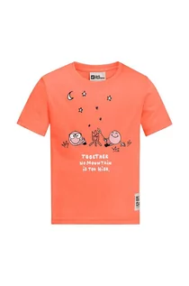 Koszulki dla dziewczynek - Jack Wolfskin t-shirt dziecięcy SMILEYWORLD CAMP kolor pomarańczowy z nadrukiem - grafika 1