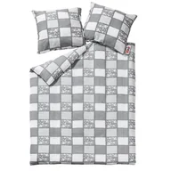 Pościel - Pościel z kory 140x200 167 Paczłork falbanka szara biała na guziki 100% bawełna gruba - miniaturka - grafika 1