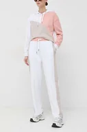 Spodnie damskie - Armani Exchange spodnie dresowe bawełniane kolor biały z nadrukiem - miniaturka - grafika 1