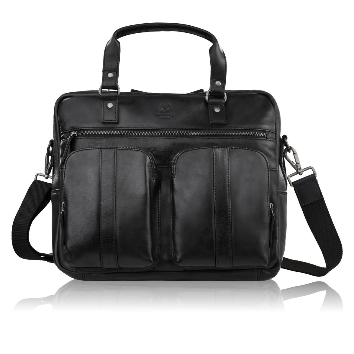 Skórzana torba na laptopa męska na dokumenty czarna Paolo Peruzzi SL-01-BL