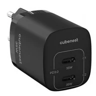 Ładowarki do telefonów - Ładowarka sieciowa CubeNest S2D1, PD 2xUSB-C, GaN, 35W (S2D1BK) Czarna - miniaturka - grafika 1
