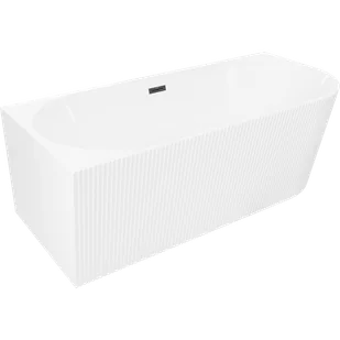 Mexen Silo wanna wolnostojąca narożna lewa ryflowana 170 x 80 cm, biała, przelew czarny - 52891708000L-70 - Wanny - miniaturka - grafika 1