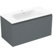 Szafki łazienkowe - Mexen Rivel szafka łazienkowa 90 cm z umywalką Vela, 1 szuflada, ryflowana , grafit mat/biała mat - 91A20-09047-1-BF66-W23M01 - miniaturka - grafika 1