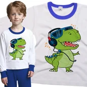 Piżamy dla dziewczynek - Piżama dziecięca Dinozaur T Rex ze Słuchawkami Muzyka 110/116 - VoloDonum - miniaturka - grafika 1