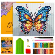 Zabawki kreatywne - Haft Diamentowy z Ramką 30x40 Mozaika Duży Motyl Diamond Painting 5D OhArt! - miniaturka - grafika 1