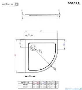 Radaway Doros A Stone brodzik półokrągły 90x90cm czarny SDRA9090-01-54S - Brodziki prysznicowe - miniaturka - grafika 2