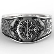 Pierścionki - PIERŚCIEŃ Nordycki WIKINGA Aegishjalmur Amulet 152 - miniaturka - grafika 1