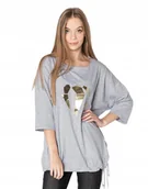 Bluzki damskie - Długa Duża Bluzka Tunika Oversize Damska 6100-3 - miniaturka - grafika 1