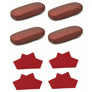 ZESTAW 8 PRODUKTÓW - 4x Etui na okulary bordowe + 4x Ściereczka z mikrofibry - Akcesoria do okularów - miniaturka - grafika 1