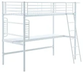 Łóżka dla dzieci i młodzieży - Białe łóżko pojedyncze z biurkiem i organizerem - Flip - miniaturka - grafika 1