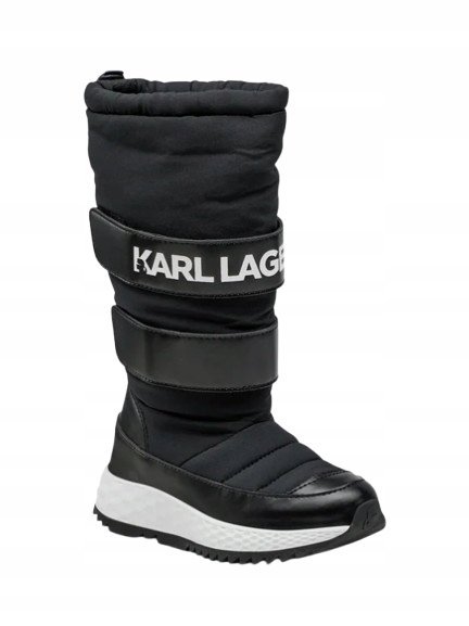 KARL LAGERFELD CZARNE ŚNIEGOWCE Z PASKAMI I LOGO 27 14AB