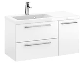 Szafki łazienkowe - Szafka Wisząca Z Umywalką RON 90 cm D Lewa - Biały Mat - Uchwyty Chromowane - miniaturka - grafika 1