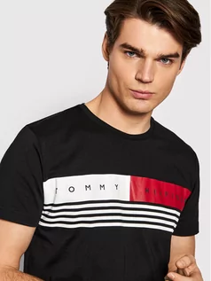 Koszulki męskie - Tommy Hilfiger T-Shirt Corp Chest Stripe MW0MW20327 Czarny Regular Fit - grafika 1