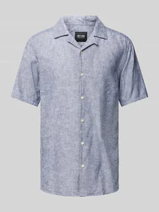 Koszula lniana o kroju slim fit z rękawem o dł. 1/2 model ‘CAIDEN’ - Koszule męskie - miniaturka - grafika 1