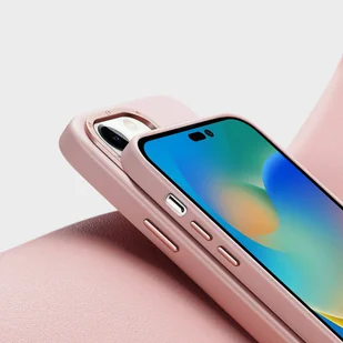 Dux Ducis Grit skórzane etui do iPhone 14 Pro elegancki pokrowiec ze sztucznej skóry (kompatybilne z MagSafe) różowy - Etui i futerały do telefonów - miniaturka - grafika 9