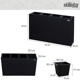 CZARNA DONICZKA OGRODOWA DONICA Z TECHNORATTANU - Pozostałe ozdoby ogrodowe - miniaturka - grafika 5