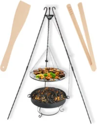 KOMPLET GRILL OGRODOWY TRÓJNÓG PALENISKO RUSZT NIERDZEWNY 60 CM - Paleniska ogrodowe - miniaturka - grafika 1
