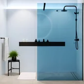 Ścianki i drzwi prysznicowe - Massi Ścianka prysznicowa WALK IN FIX niebieska prostokątna 8 mm Molis Classic Blue - miniaturka - grafika 1