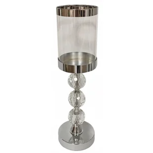 Świecznik elegancki szklany srebrny lampion klosz - Świeczniki - miniaturka - grafika 1