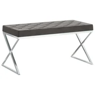 Ławki do przedpokoju - VidaXL Ławka, 97 cm, szara, aksamit i stal nierdzewna 289054 VidaXL - miniaturka - grafika 1