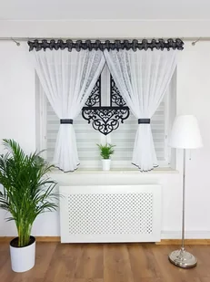 KOMPLET DEKORACYJNY Z PANELEM CZARNY DO SALONU DO POKOJU ELEGANCKI ZESTAW - Firany - miniaturka - grafika 1