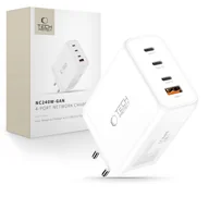 Ładowarki do telefonów - TECH-PROTECT NC240W-GAN 4-PORT NETWORK CHARGER PD 240W / QC3.0 WHITE - miniaturka - grafika 1