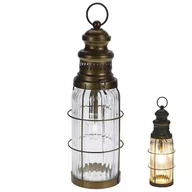 Świeczniki - Vilde Lampion led lampa latarnia latarenka stołowa metalowa brązowa loft 38 cm - miniaturka - grafika 1