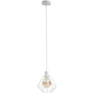 Lampy sufitowe - KET Druciana LAMPA wisząca industrialna OPRAWA metalowy ZWIS klatka biały KET459 - miniaturka - grafika 1