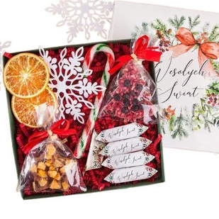 PREZENT ŚWIĄTECZNY KOSZ PREZENTOWY zestaw pełen słodyczy w pudełku - Zestawy upominkowe - miniaturka - grafika 1