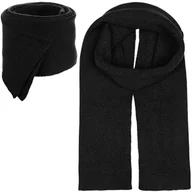 Apaszki i szaliki damskie - SZAL SZALIK Damski Zimowy Jesienny CZERŃ CZARNY 180x30 cm - miniaturka - grafika 1