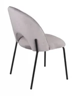 Krzesła - Krzesło jadalniane Molly Black Szare na czarnych nogach, tapicerowane miękkim welwetem, elegancki i prestiżowy styl glamour - miniaturka - grafika 1