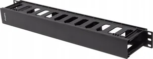 Organizer Lanberg Organizer kabli Lanberg AK-1703-B 19" 1U plastikowy z zaślepką typ A czarny - Maskownice do kabli - miniaturka - grafika 1