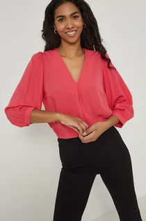 Bluzki damskie - Medicine bluzka damska kolor różowy gładka - grafika 1