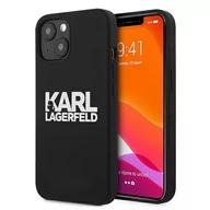 Etui i futerały do telefonów - Karl Lagerfeld Silicone Stack Logo - Etui iPhone 13 mini (czarny) KLHCP13SSLKLRBK - miniaturka - grafika 1