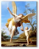Ikony i obrazy sakralne - Nowoczesny obraz religijny plexi, Anioł Stróż z dzieckiem - miniaturka - grafika 1