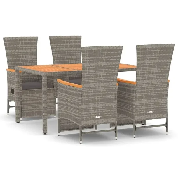Zestaw mebli ogrodowych z rattanem PE, szary, wymiary fotela: 58x62x108 cm,