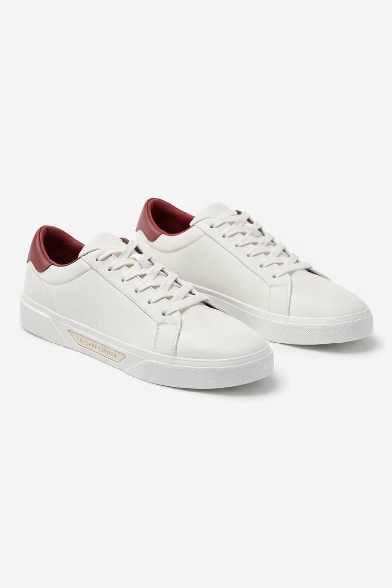 TOMMY HILFIGER ECRU SPORTOWE PÓŁBUTY Z BORDOWYMI DETALEM 41 I3A